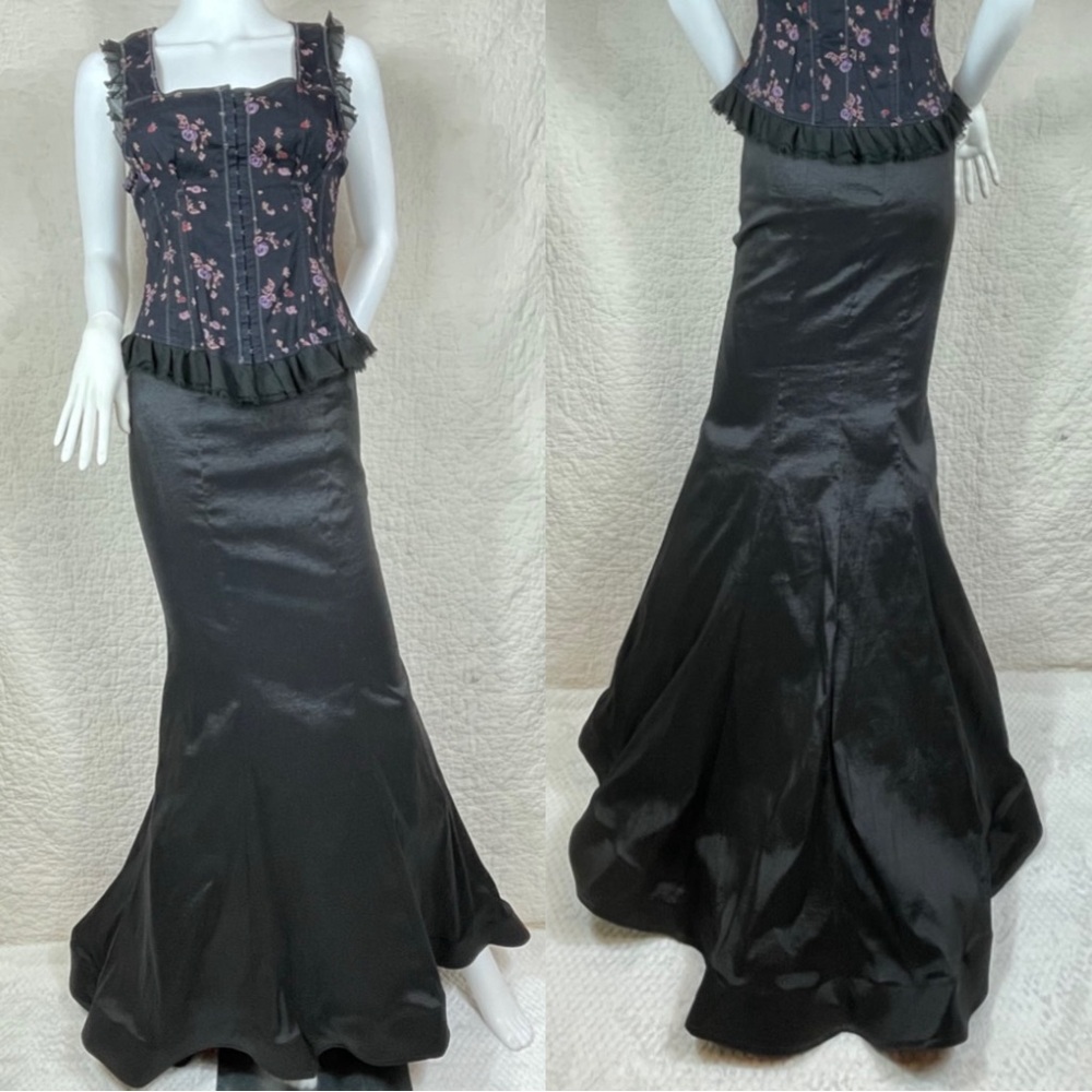🔥Chicas USA Maxi Fish Tail Mermaid Black Glam Skirt Women Size XS-S